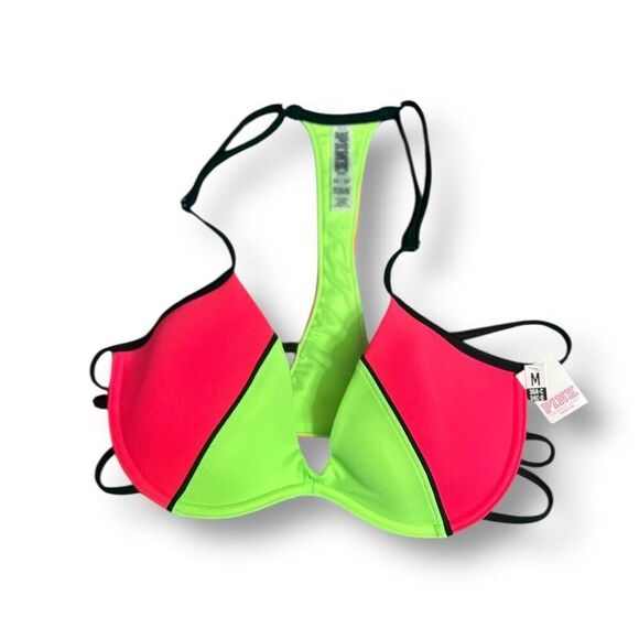 Victoria’s Secret PINK Bikini Set M Top S Bottom Neon Colorblock NWT Swimwear - Picture 6 of 15